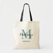 Tote Bag Elégant Aqua Blue Custom Wedding Bridesmaid Nom (Devant)