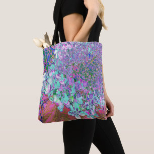 Tote Bag Elegant Aqua et Purple Limelight Hydrangea Détail