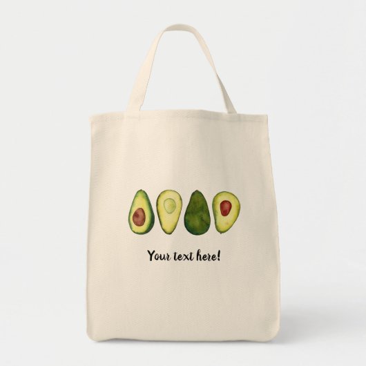 Tote Bag Elégant Aquarelle Avocado (Devant)