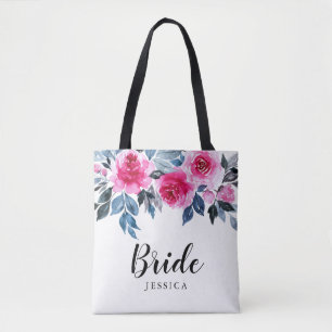 Tote Bag Élégant Aquarelle Floral Bride