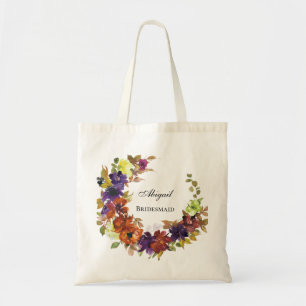 Tote Bag Élégant automne Floral Bridesmaid Mariage Cadeau