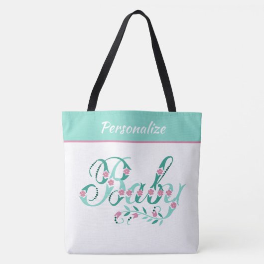 Tote Bag Élégant bébé rose Turquoise jolie personnalisée (Devant)