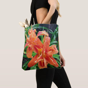 Tote Bag Elégant Bedeweed Orange Double Flowlinlies