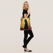 Tote Bag  Elegant Black Cat and Red Rose (Sur le modèle)