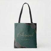 Tote Bag Elegant Black Gold Agate Green Bridesmaid (Devant)