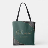 Tote Bag Elegant Black Gold Agate Green Bridesmaid (Dos)