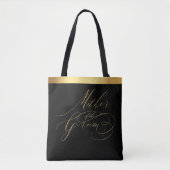 Tote Bag Élégant Black Gold Script Mère de la chambre (Devant)