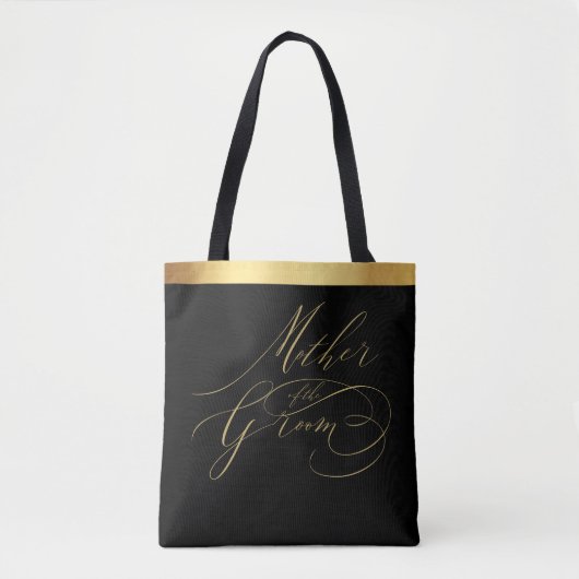Tote Bag Élégant Black Gold Script Mère de la chambre (Devant)