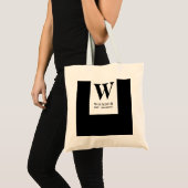 Tote Bag Elegant Black Wedding Monogram | Minimalist Couple (Devant (produit))