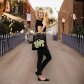 Tote Bag Elégant blanc Orchidées Gold Parties scintillant D