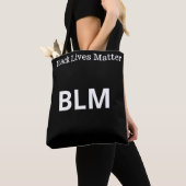 Tote Bag Élégant blanc vie matière BLM texte sur noir (De près)