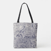 Tote Bag Elégant bleu et Marbre blanc spiral (Dos)