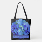 Tote Bag Elégant bleu floral bleu rose hydrangée bleue (Dos)