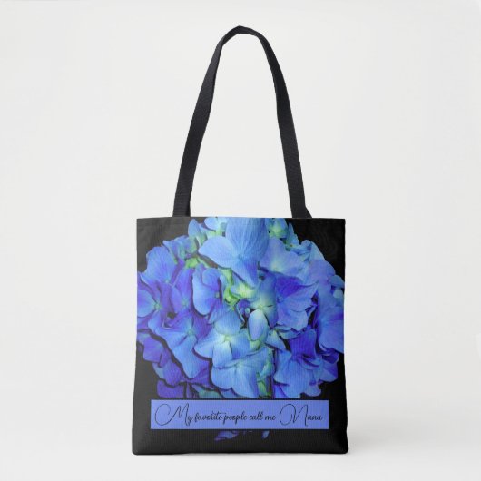 Tote Bag Elégant bleu floral bleu rose hydrangée bleue (Devant)