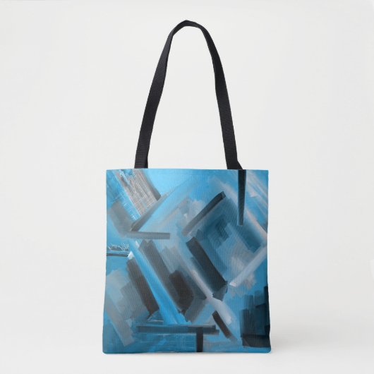 Tote Bag Elégant bleu noir gris Abstrait Art (Devant)