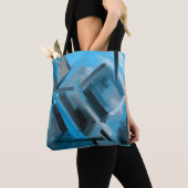 Tote Bag Elégant bleu noir gris Abstrait Art (De près)