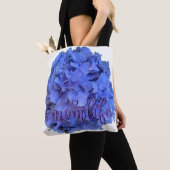 Tote Bag Elégant bleu perwinkle hydrangée florale (De près)