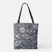 Tote Bag Elégant bleu poussiéreux argent blanc gris gris fl (Dos)