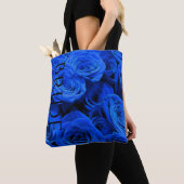Tote Bag Elégant bleu rose bleu fleurs bleu bleu bleu flora (De près)