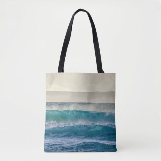 Tote Bag Elegant Blue Ocean Waves Acrylic Artwork | (Devant)