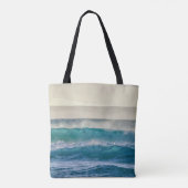 Tote Bag Elegant Blue Ocean Waves Acrylic Artwork | (Dos)
