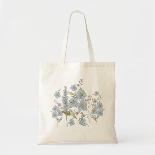 Tote Bag Elegant Blue Wildflower Botanical Illustration (Devant)
