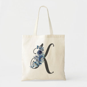 Tote Bag Élégant Blush et Bourgogne Floral Monogramme initi
