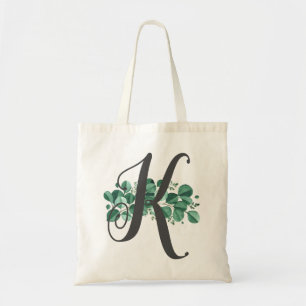 Tote Bag Élégant Blush et Bourgogne Floral Monogramme initi