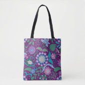 Tote Bag Élégant Boho Fleurs Violettes (Devant)