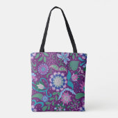 Tote Bag Élégant Boho Fleurs Violettes (Dos)
