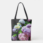 Tote Bag Elégant boho rose pourpre bleu florales hydrangées (Dos)