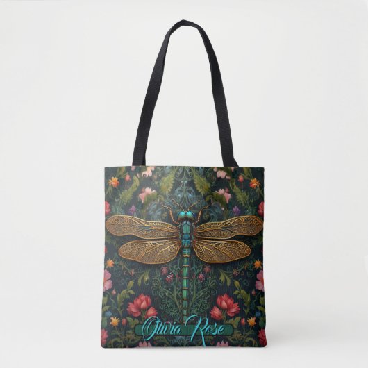 Tote Bag Élégant botanique de libellules Art nouveau (Devant)