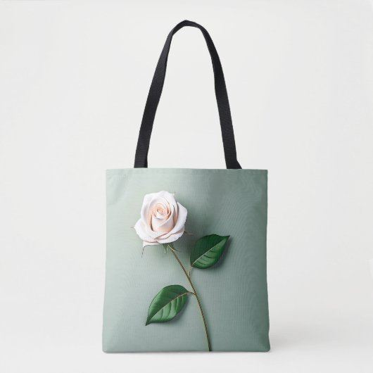 Tote Bag Élégant Botanique de Rose blanche (Devant)