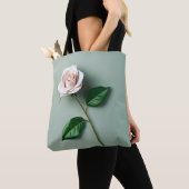 Tote Bag Élégant Botanique de Rose blanche (De près)