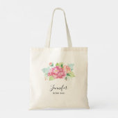 Tote Bag Elégant Bouquet de fleurs rose (Dos)