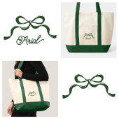 Tote Bag Élégant Bow à ruban vert