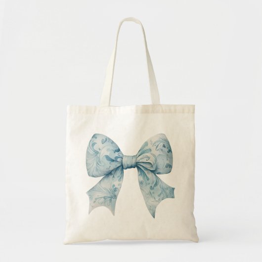 Tote Bag Élégant Bow Bleu Chic (Devant)