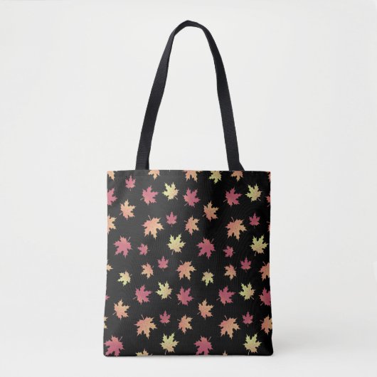 Tote Bag Élégant Brown Rouge Feuilles d'automne Motif | (Devant)