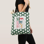 Tote Bag Élégant cadeau de fête de Noël de bauble vintage<br><div class="desc">Élégant cadeau de Noël de charme vintage fourre-tout. Design de typographie moderne et classe.</div>