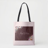 Tote Bag Élégant cadre géométrique floral rose rose d'anémo (Devant)
