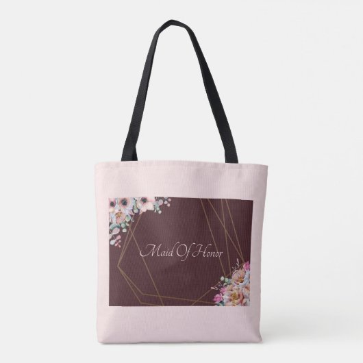 Tote Bag Élégant cadre géométrique floral rose rose d'anémo (Dos)