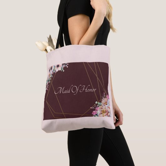 Tote Bag Élégant cadre géométrique floral rose rose d'anémo (De près)