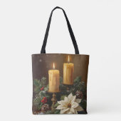 Tote Bag Elegant candle holly pine warm festive christmas (Dos)