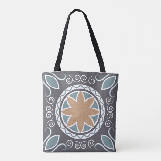 Tote Bag Elégant Carrelage Motif Bleu & Gris Mode Design (Dos)