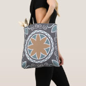 Tote Bag Elégant Carrelage Motif Bleu & Gris Mode Design (De près)
