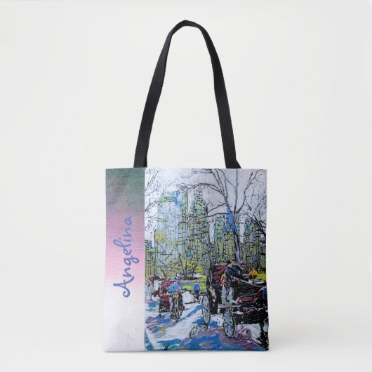 Tote Bag Élégant Central Park NYC Print Blush Nom personnal (Devant)