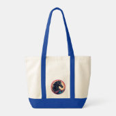 Tote Bag Élégant Cheval Noir Avec Arrière - plan Vibrant (Dos)