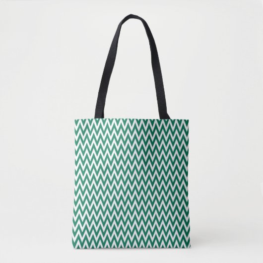 Tote Bag Elegant Chevron Design Emerald avec monogramme (Devant)