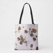 Tote Bag Elégant chic Beige Brown Rose Floral Toile (Devant)
