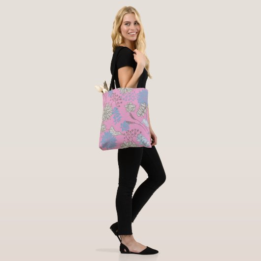 Tote Bag Élégant Chic Fleur de Fleur Rose (Sur le modèle)